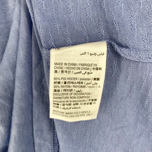 Style & Co Womens Top Plus Size 0X 2X Blue Sheer Flutter Short Sleeve Scoop Neck - Picture 5 of 5